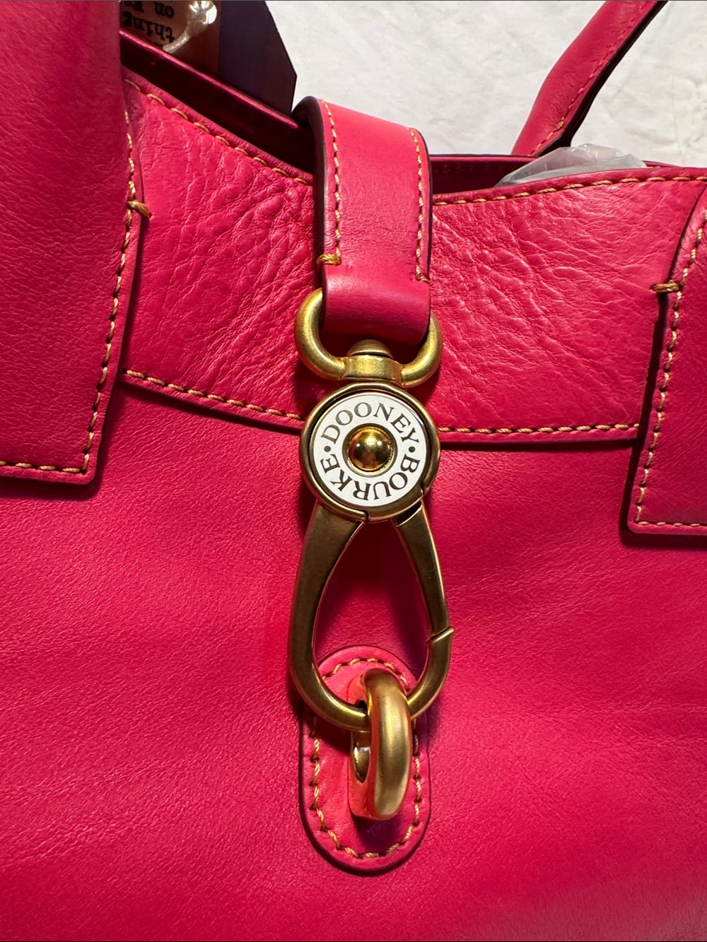 Dooney and Bork Pink Leather Tote Bag with Gold Hardware - Picture 2 of 13
